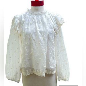 Mable Embroidered White Top Size S